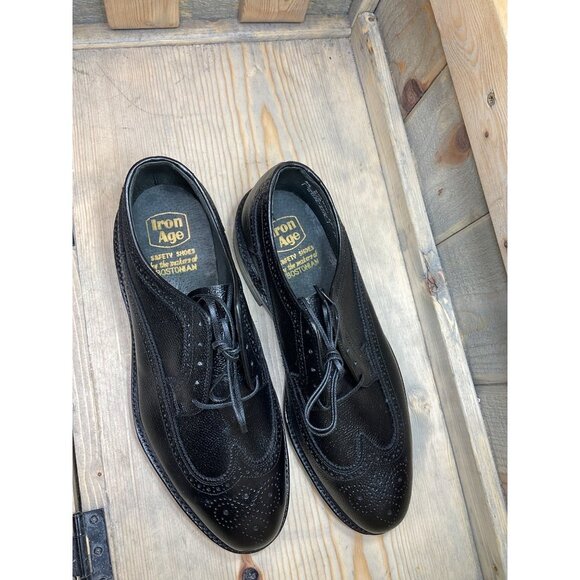New Iron Age By Bostonian 8.5 D/B Black Wingtip Dress Safety Shoes main image 7